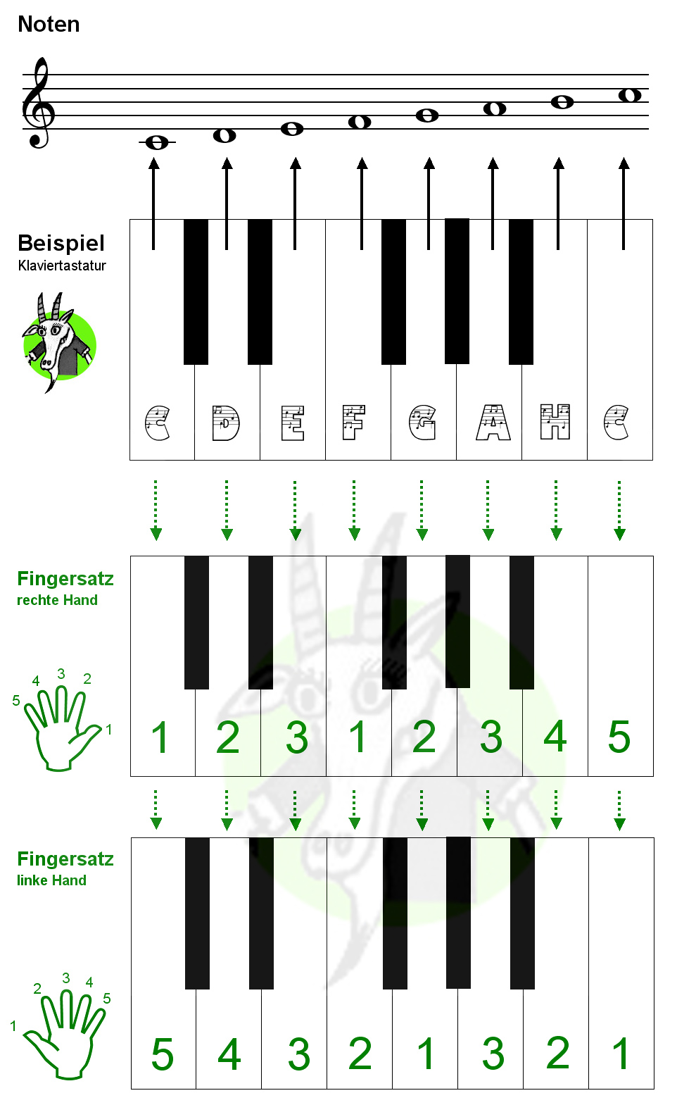 Noten und Fingersätze Klavier