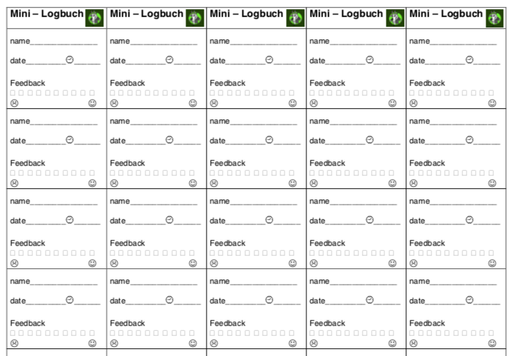 Logbuch mit Feedback Streifen 34mm